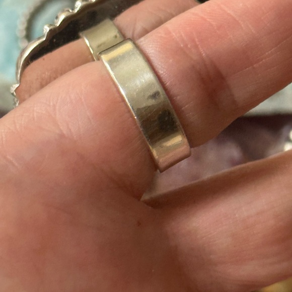 Turquoise spiny mosaic statement sterling silver adjustable ring - Picture 8 of 8